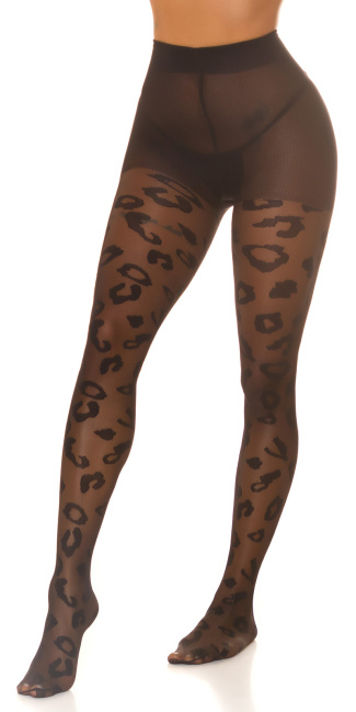 Panty met print luipaard zwart